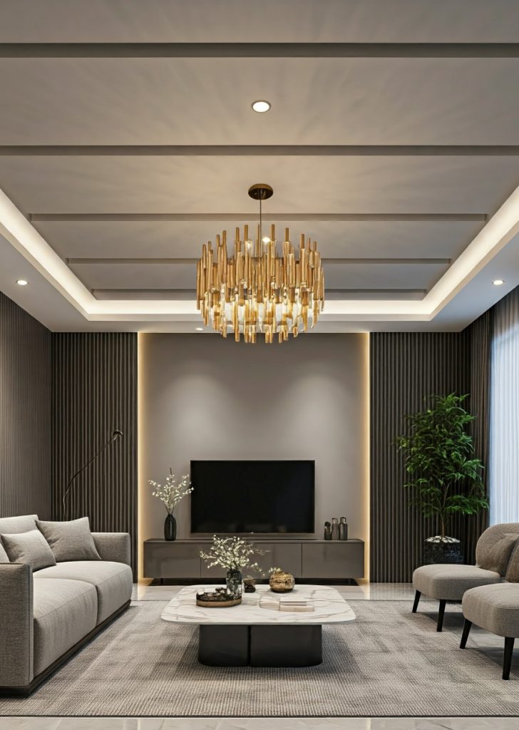 Plafon GRC (Glass Fiber Reinforced Cement) yang tahan air dan kuat, dipasang di dapur, cocok untuk area dengan kelembapan tinggi.
